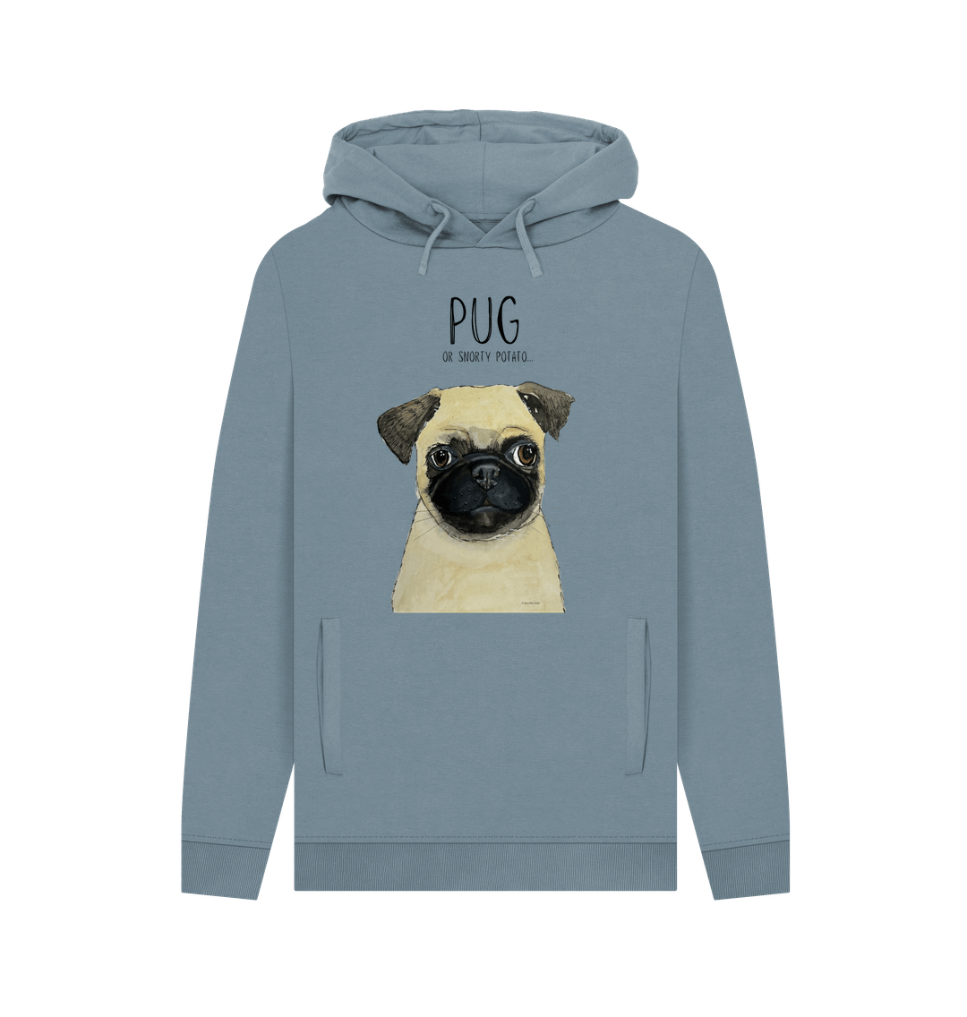 Stone Blue Pug Men's Hoodie