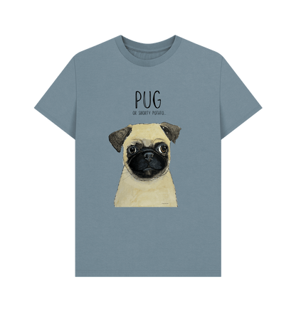 Stone Blue Pug Men's T Shirt