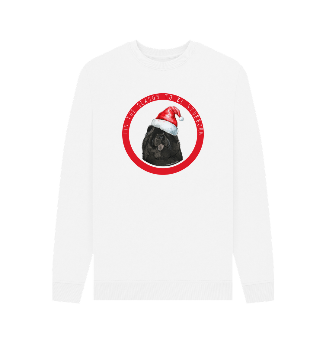 White Tis the Season to Be Stubborn: Black Chow Chow Men's Christmas Crewneck Sweatshirt