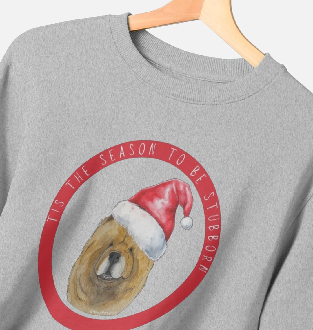 Tis the Season to Be Stubborn: Red Chow Chow Women's Christmas Crewneck Sweatshirt