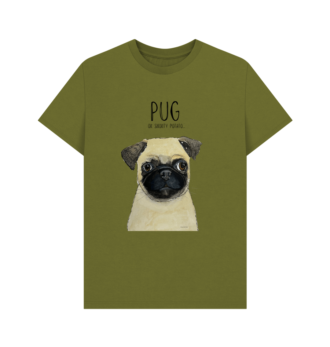 Moss Green Pug Men's T Shirt