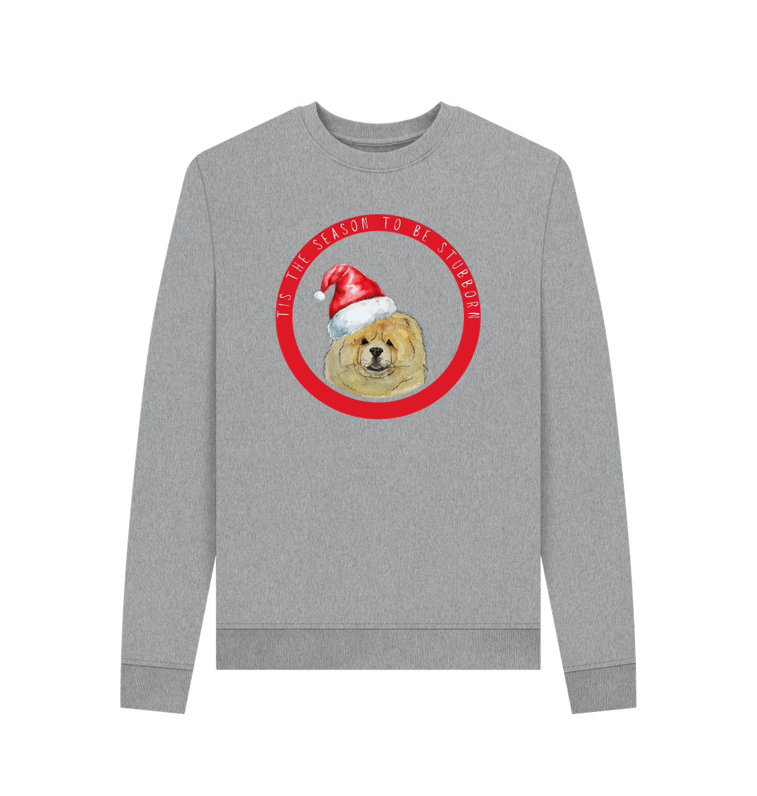 Light Heather Tis the Season to Be Stubborn: Fawn Chow Chow Women's Christmas Sweatshirt