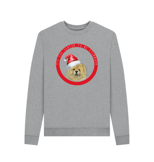 Light Heather Tis the Season to Be Stubborn: Fawn Chow Chow Women's Christmas Sweatshirt