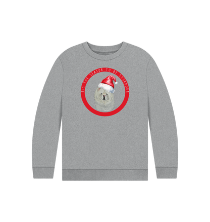 Athletic Grey Tis the Season to Be Stubborn: Cream Chow Chow Child's Christmas Crewneck Sweatshirt