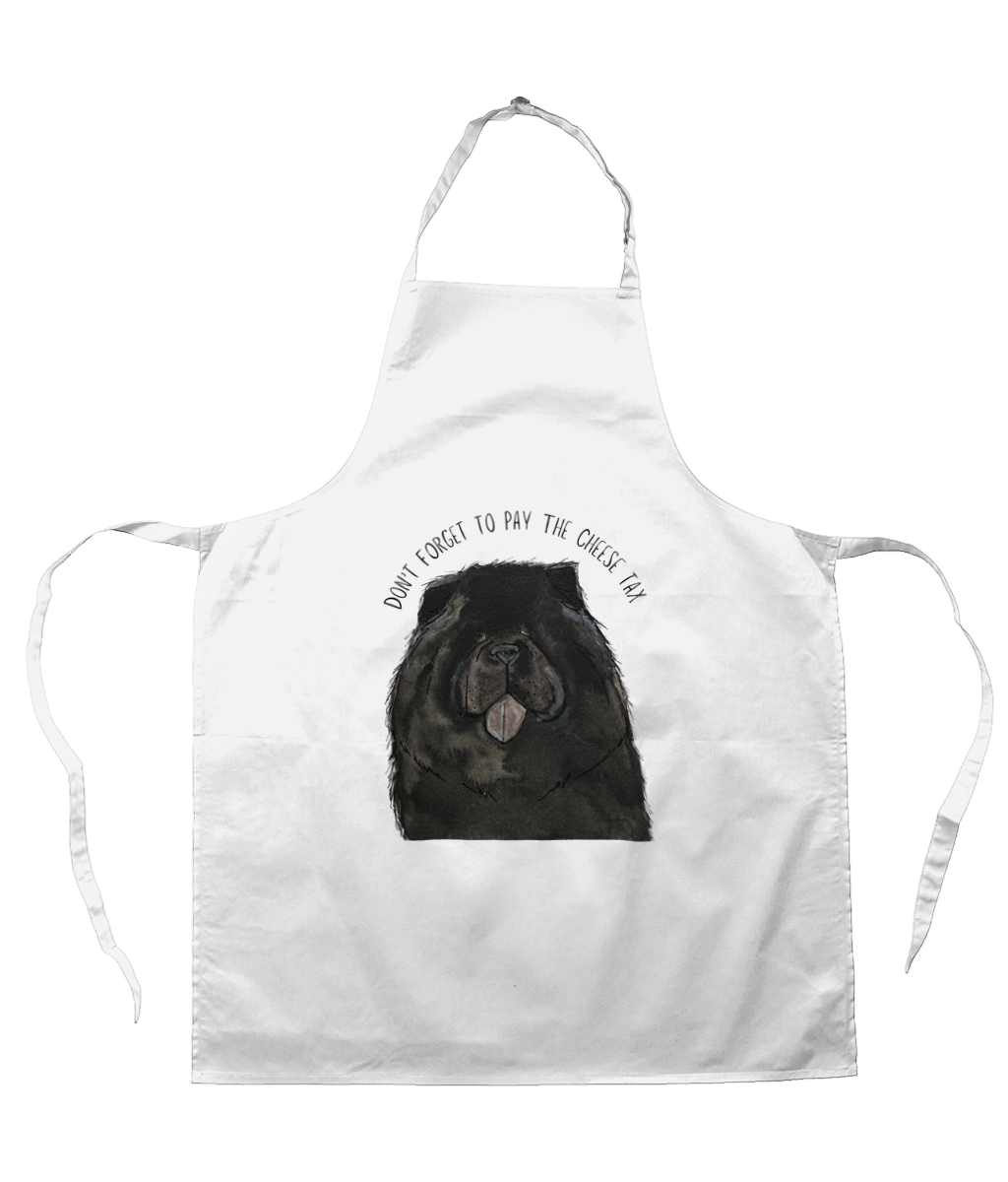 Funny Black Chow Chow Apron – Don’t Forget the Cheese Tax | Dog Lover Kitchen Gift