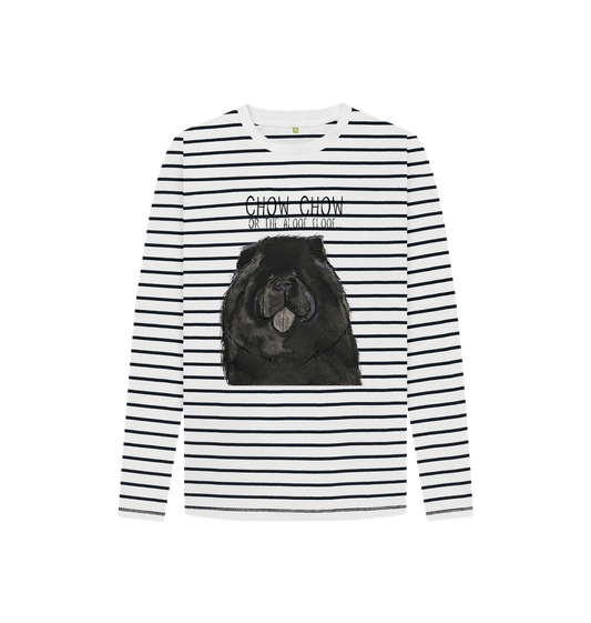 Navy Stripes Black Chow Chow Child's Breton Long Sleeved T Shirt