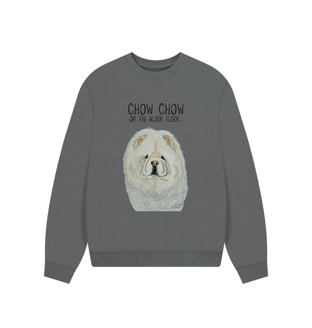 Slate Grey Cream Chow Chow Women's Oversized Sweatshirt