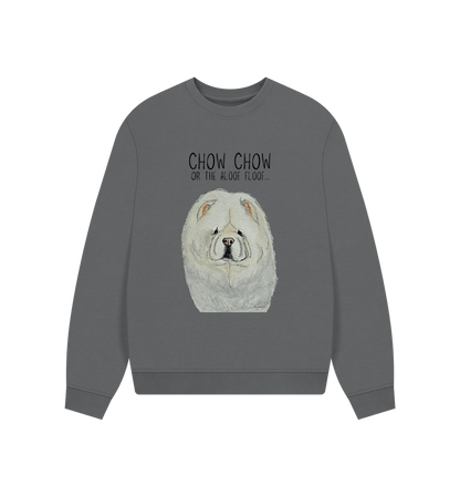 Slate Grey Cream Chow Chow Women's Oversized Sweatshirt