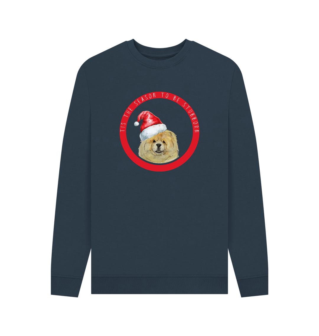 Navy Blue Stubborn Season: Fawn Chow Chow Christmas Sweatshirt