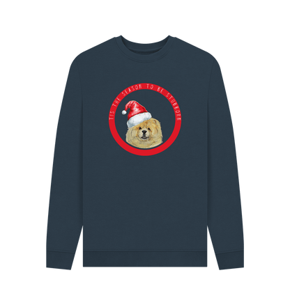 Navy Blue Stubborn Season: Fawn Chow Chow Christmas Sweatshirt