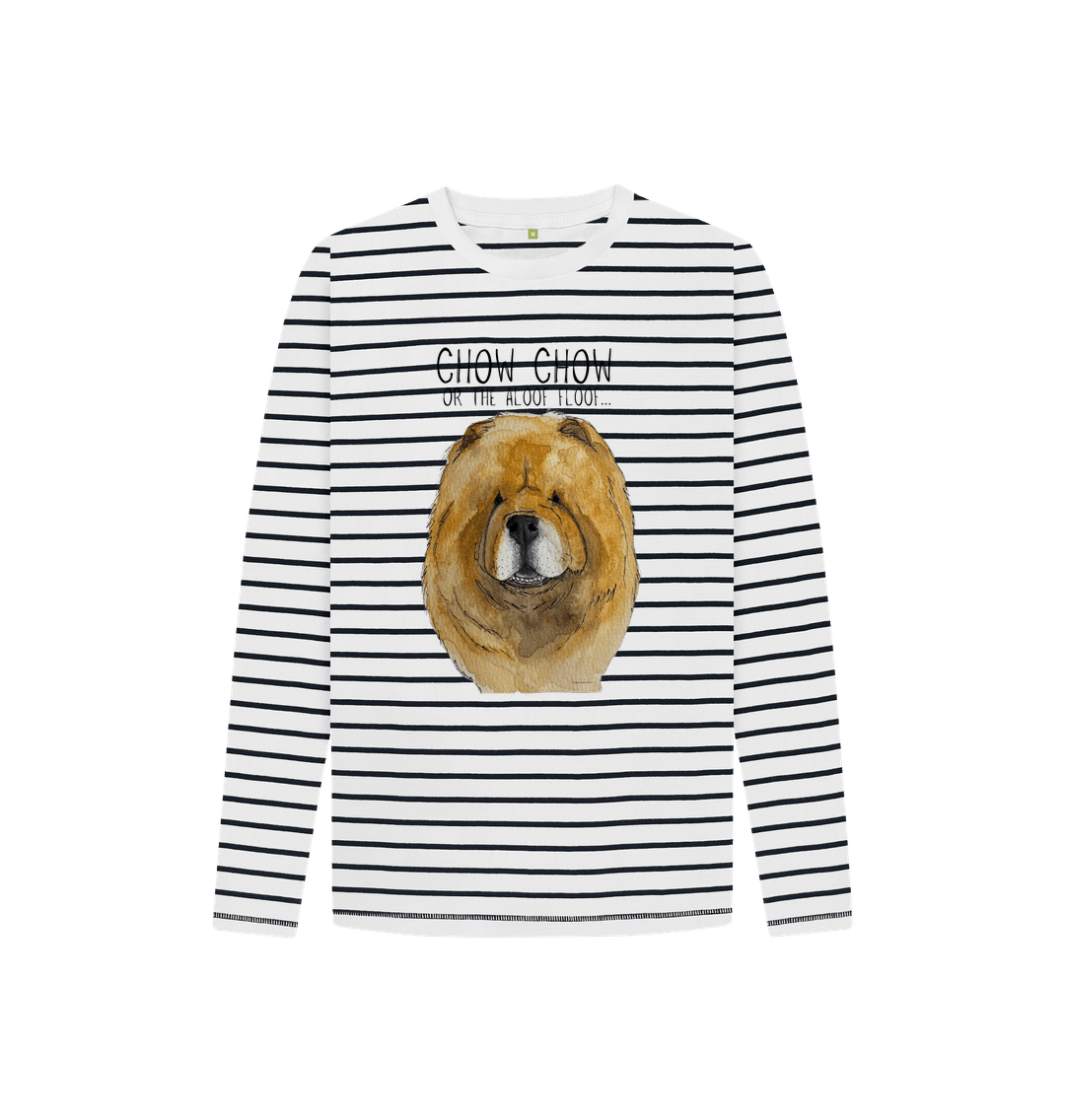 Navy Stripes Red Chow Chow Child's Breton Long Sleeved T Shirt