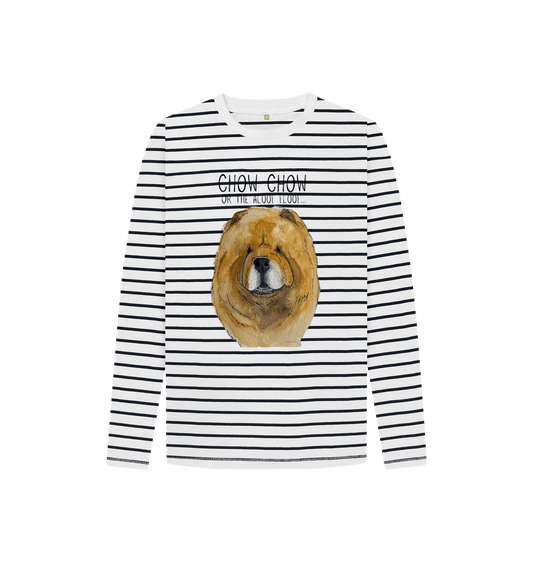 Navy Stripes Red Chow Chow Child's Breton Long Sleeved T Shirt