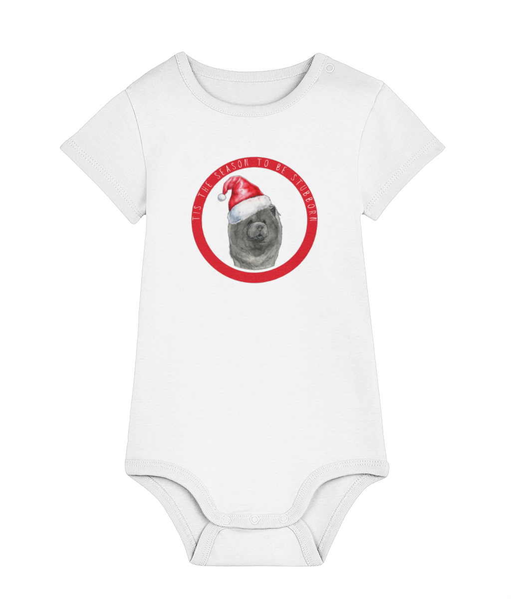 Tis the Season to Be Stubborn: Blue Chow Chow Baby's Christmas Bodysuit