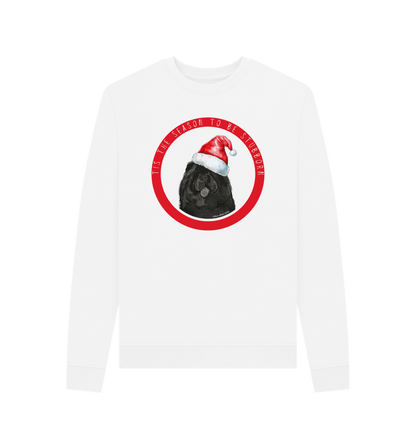 White Tis the Season to Be Stubborn: Black Chow Chow Women's Christmas Crewneck Sweatshirt