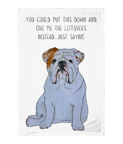 Bulldog Tea Towel – Don't Forget the Leftovers!