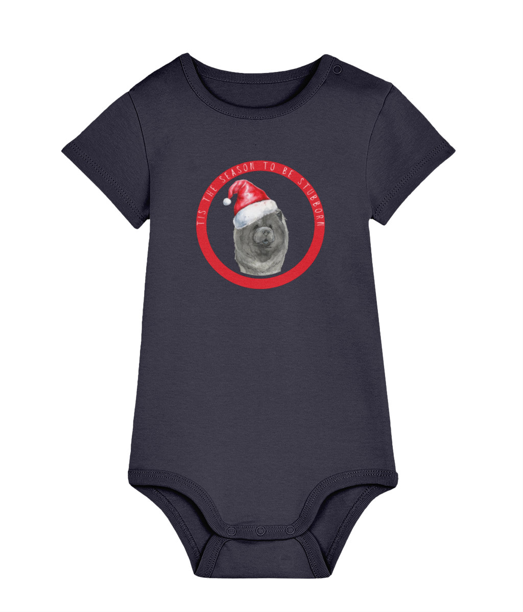 Tis the Season to Be Stubborn: Blue Chow Chow Baby's Christmas Bodysuit