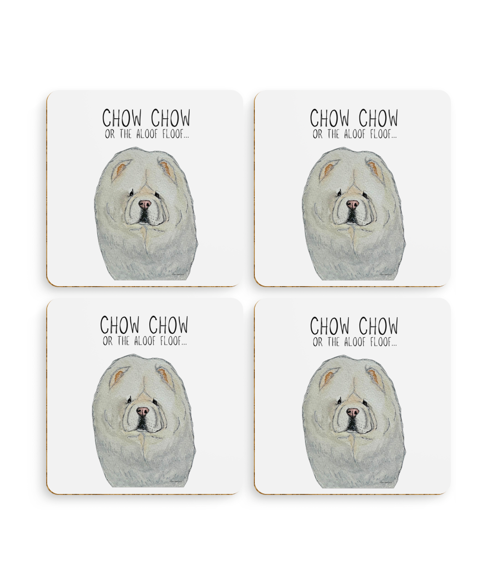 Cream Chow Chow Coasters – Pack of 4 for Dog Lovers!