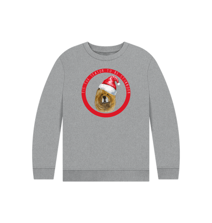 Athletic Grey Tis the Season to Be Stubborn: Red Chow Chow Child's Christmas Crewneck Sweatshirt