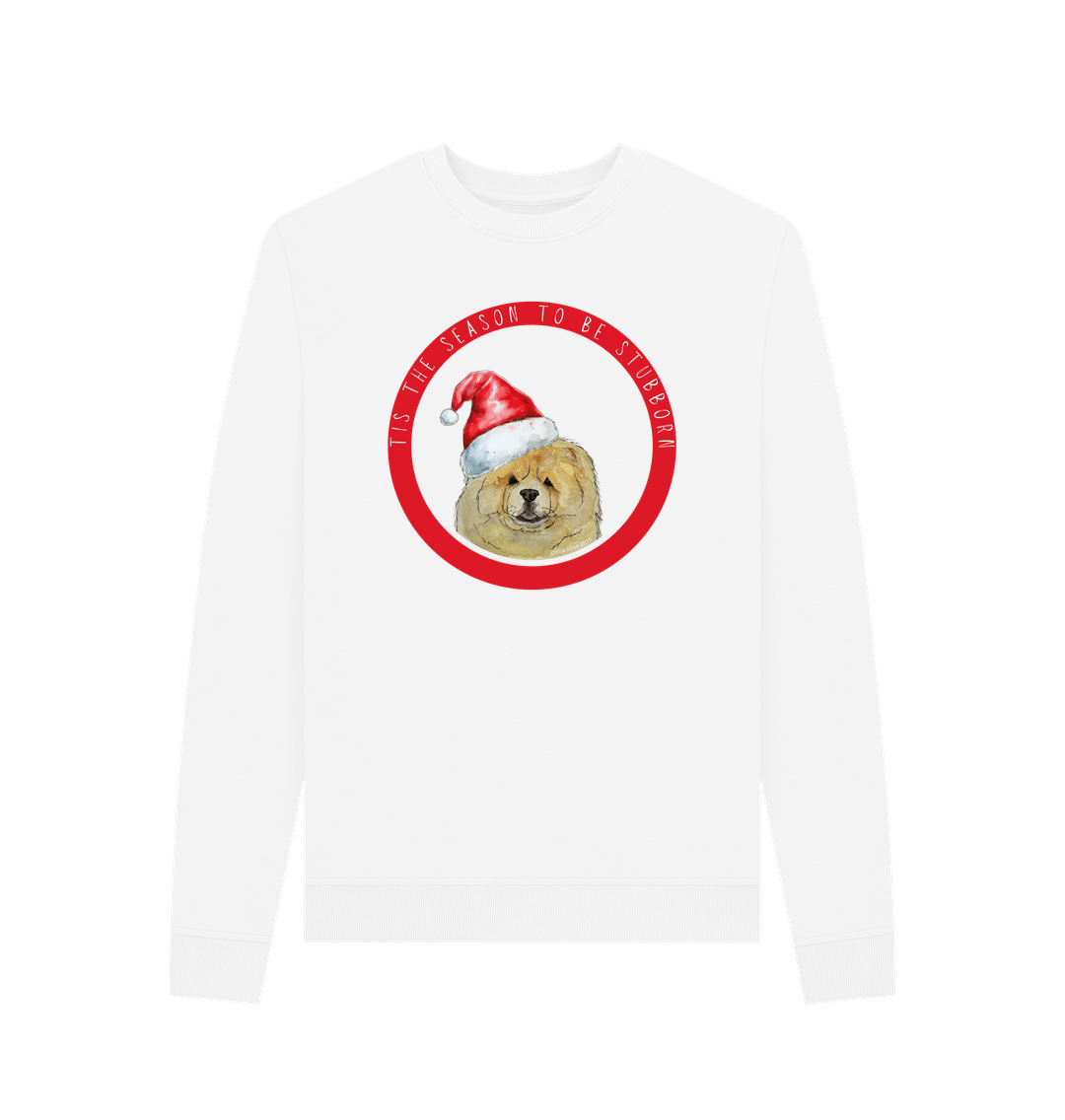 White Tis the Season to Be Stubborn: Fawn Chow Chow Women's Christmas Sweatshirt