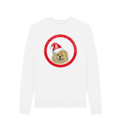 White Tis the Season to Be Stubborn: Fawn Chow Chow Women's Christmas Sweatshirt