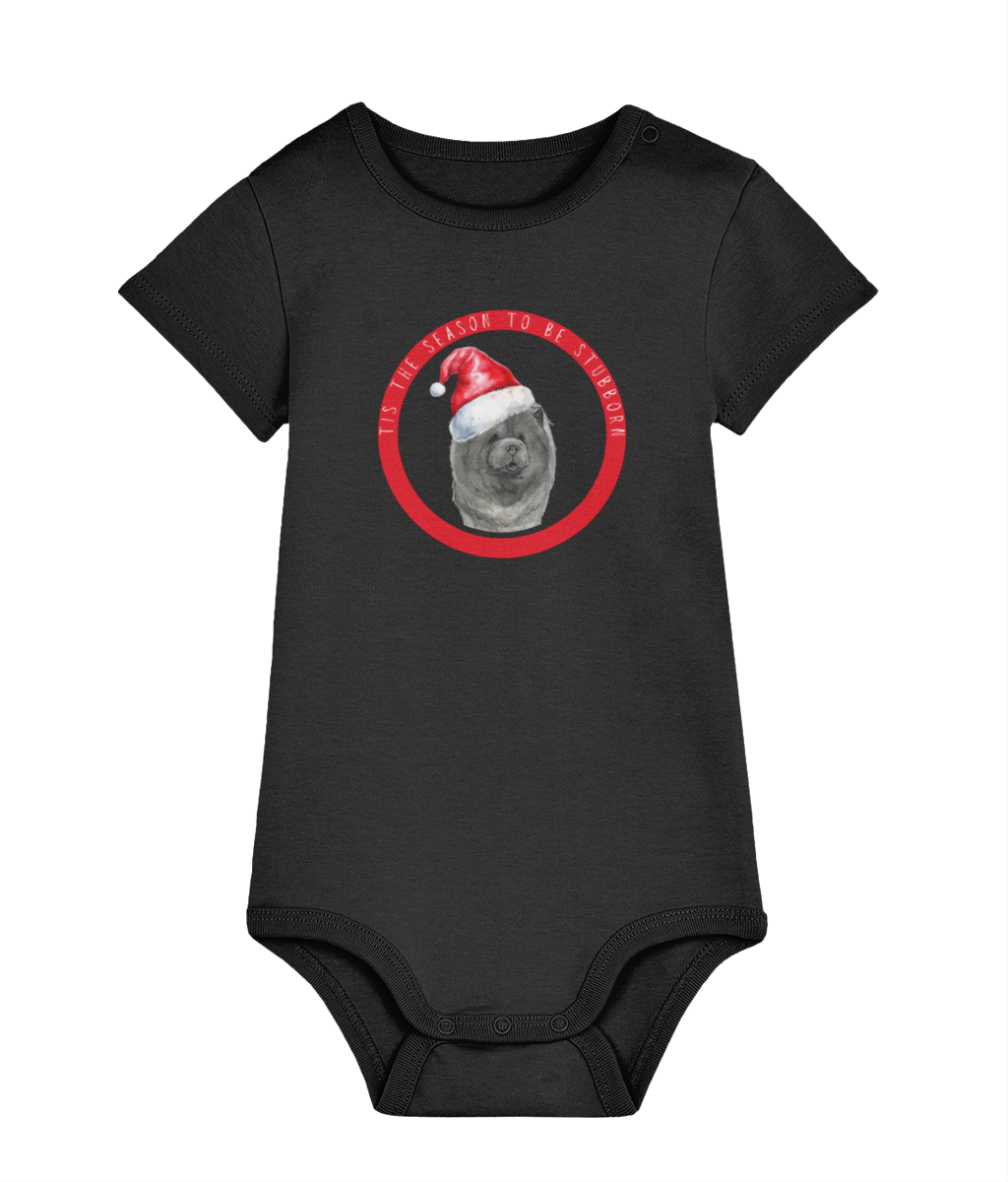 Tis the Season to Be Stubborn: Blue Chow Chow Baby's Christmas Bodysuit