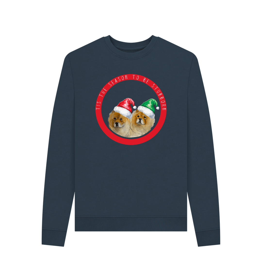 Navy Blue Tis the Season to Be Stubborn: Barney & Kaycee Women's Christmas Sweatshirt