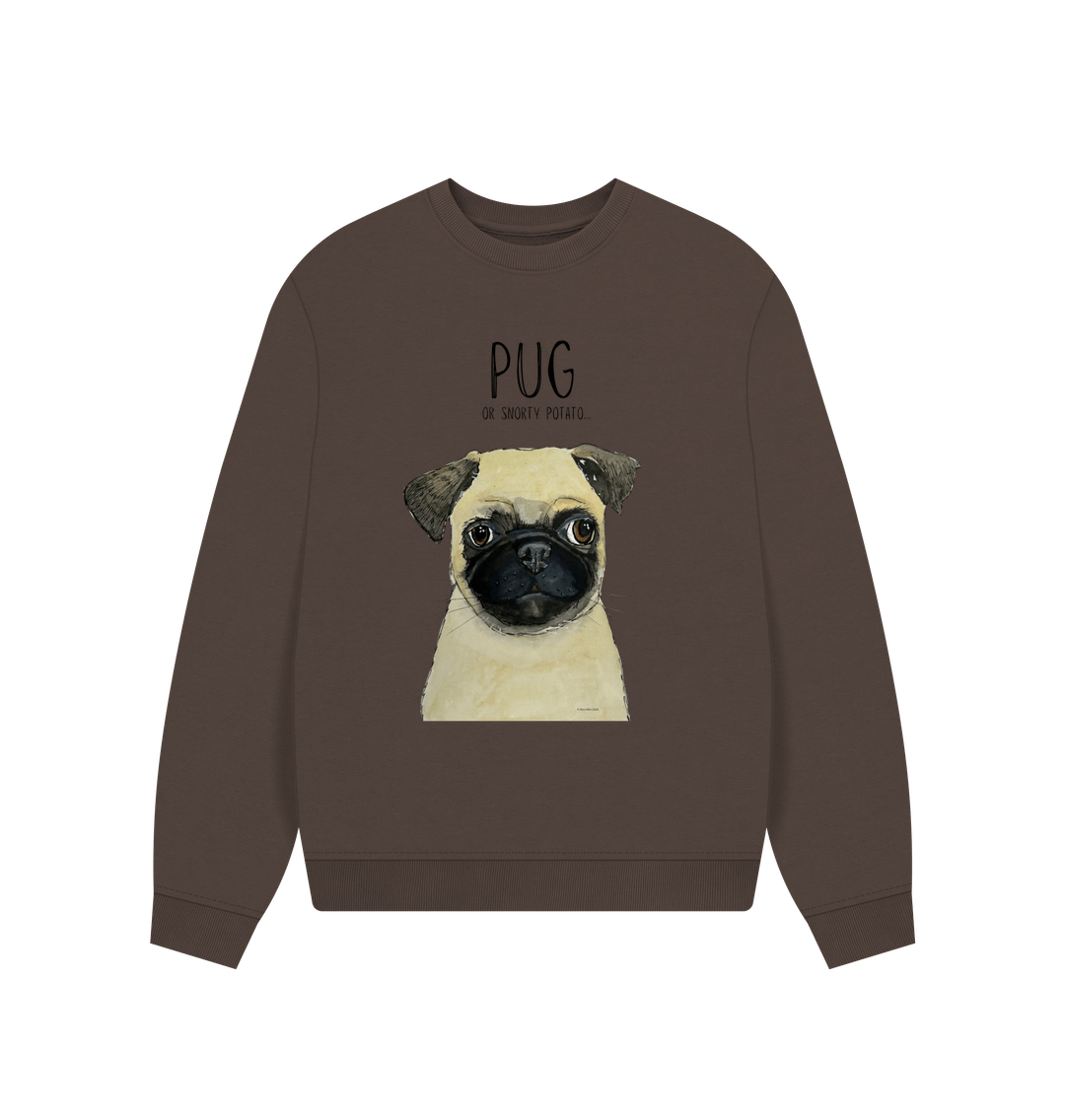 Chocolate Pug Women's Oversized Sweatshirt