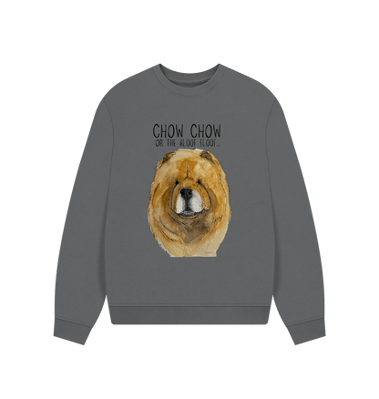 Slate Grey Red Chow Chow Ladie's Oversized Sweatshirt