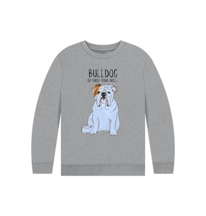 Athletic Grey Furry Road Cool: Bulldog Power Kid\u2019s Sweatshirt for Playtime Warriors!