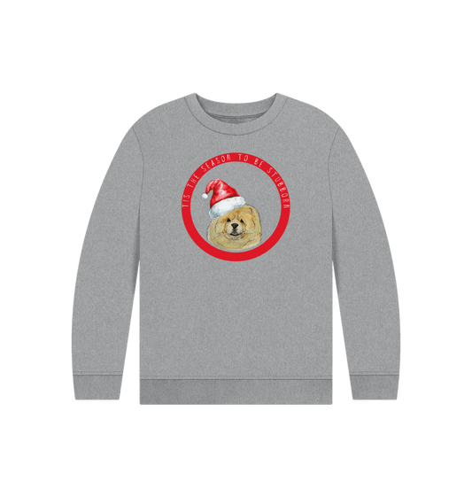 Athletic Grey Tis the Season to Be Stubborn: Fawn Chow Chow Kids' Christmas Sweatshirt