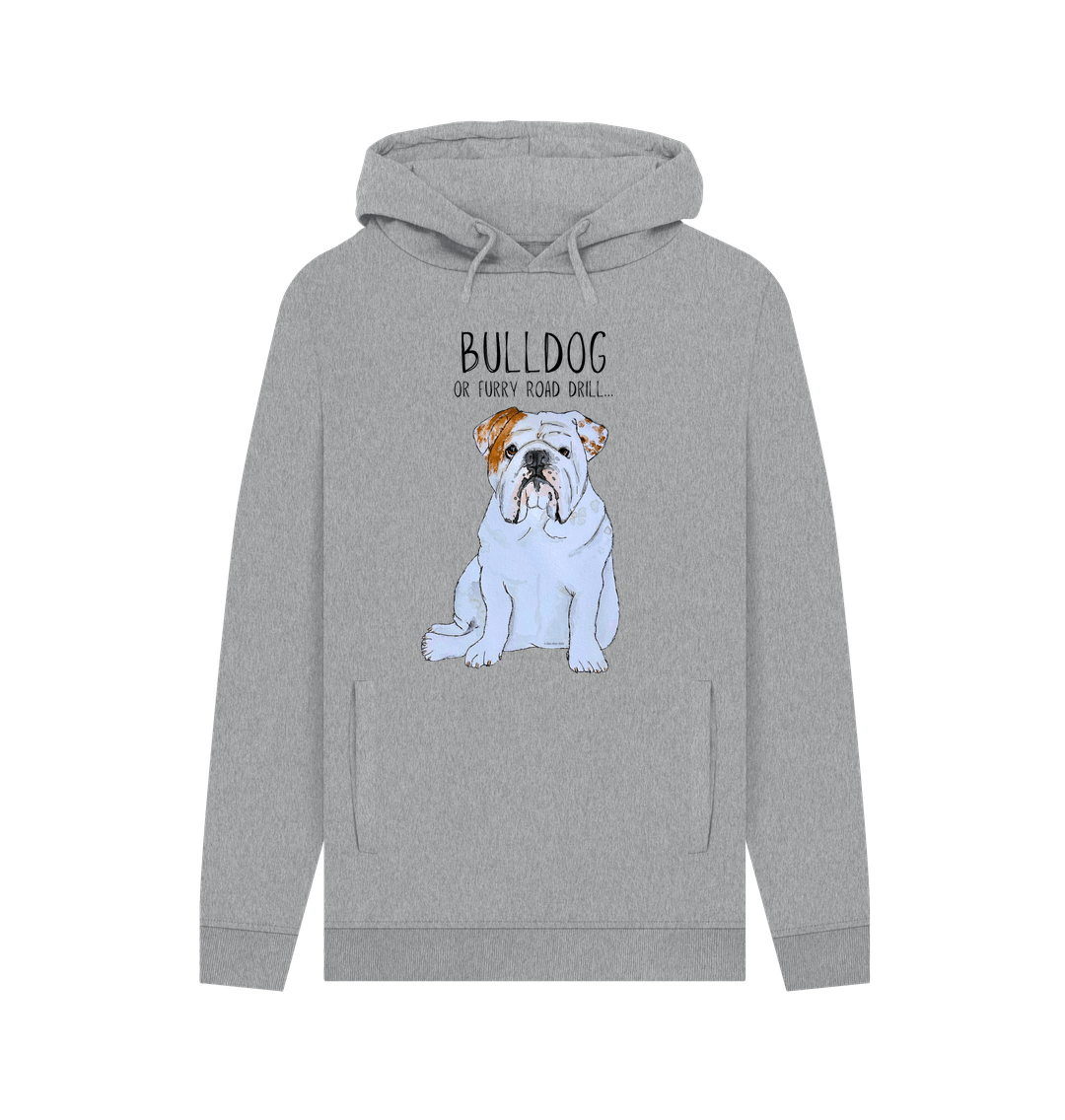 Light Heather Bulldog Power: Furry Road Drill Men\u2019s Hoodie for Ultimate Cool!