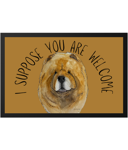 Charming Red Chow Chow Doormat – 'I Suppose You Are Welcome'!