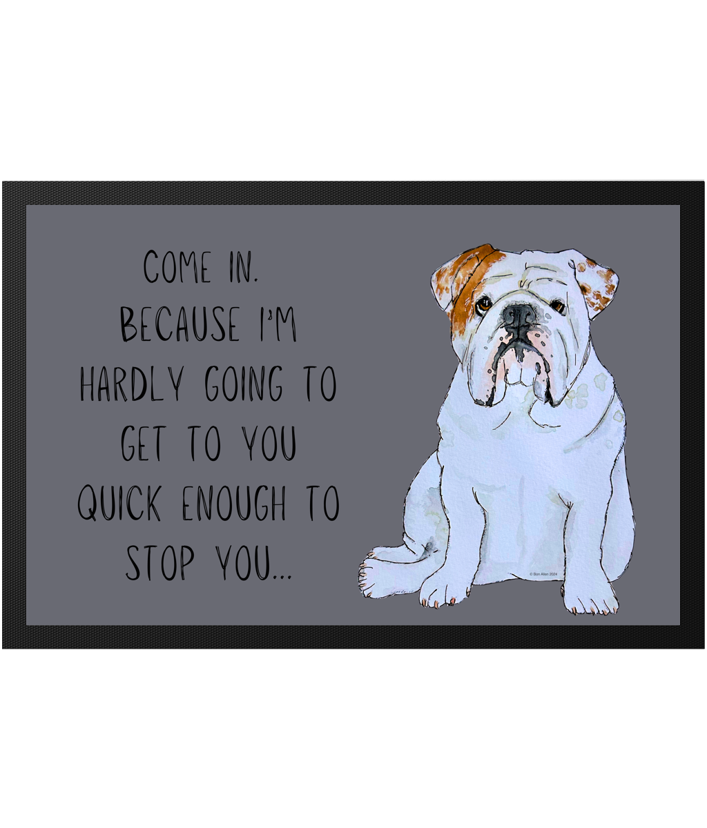 Bulldog Doormat: Welcome, But Don’t Expect a Speedy Greeting!