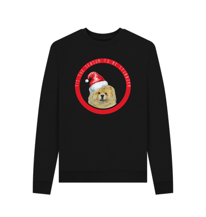 Black Tis the Season to Be Stubborn: Fawn Chow Chow Women's Christmas Sweatshirt