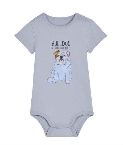 Furry Road Warrior: Bulldog Baby Bodysuit for Little Rebels!