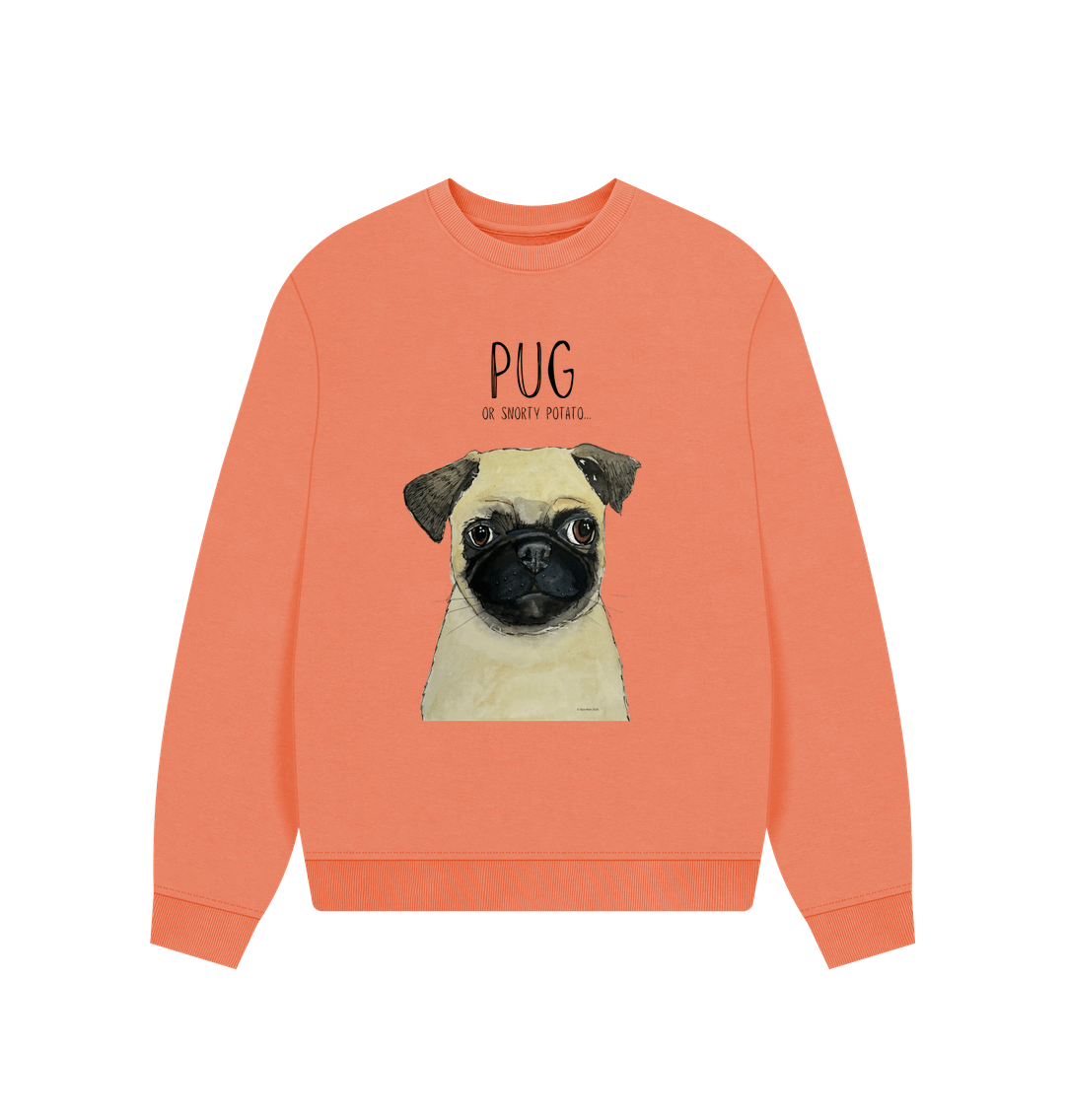 Apricot Pug Women's Oversized Sweatshirt