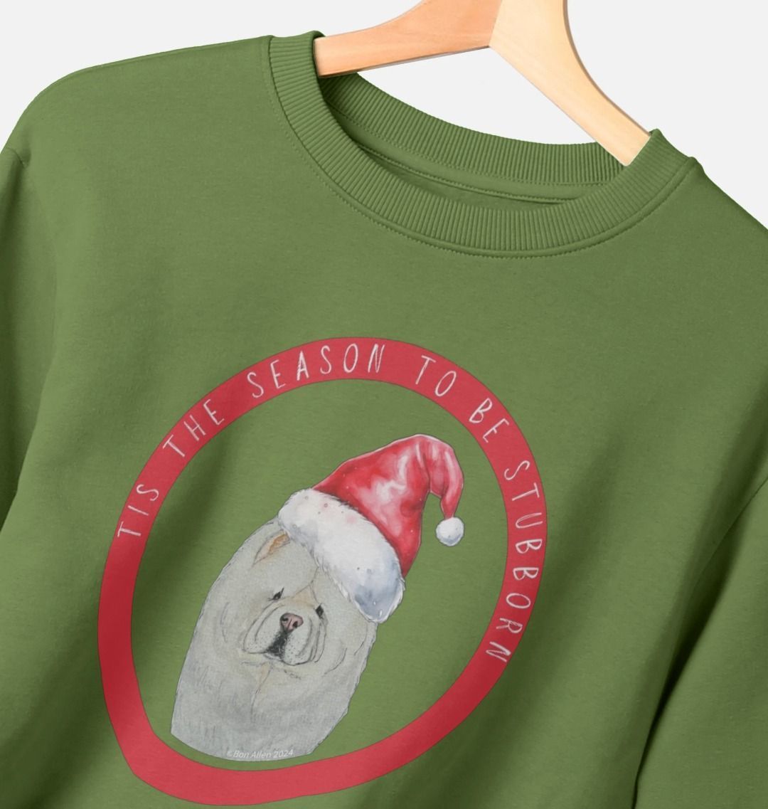 Tis the Season to Be Stubborn: Cream Chow Chow Men's Christmas Crewneck Sweatshirt