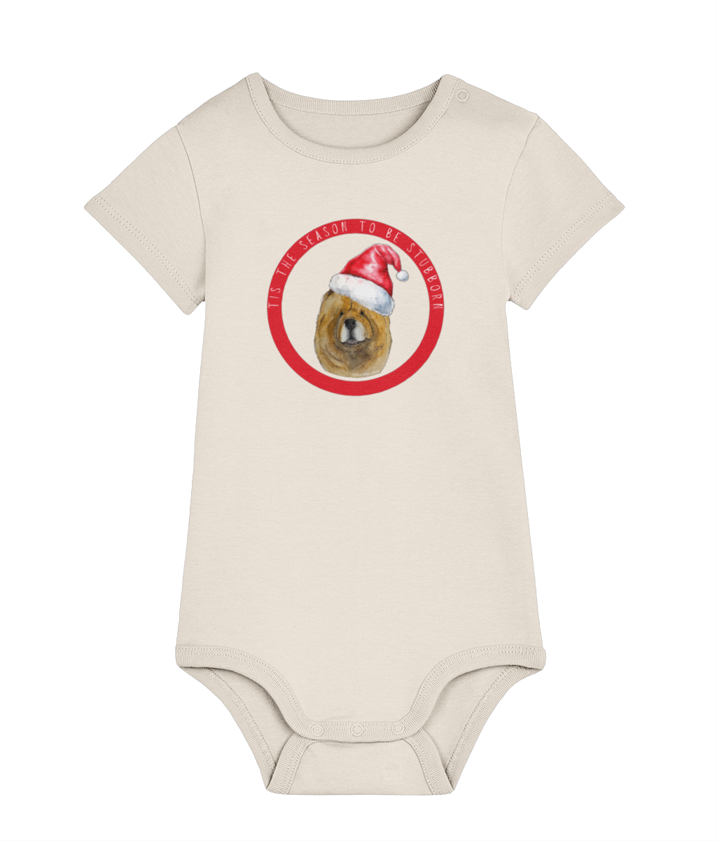 Tis the Season to Be Stubborn: Red Chow Chow Baby's Christmas Bodysuit