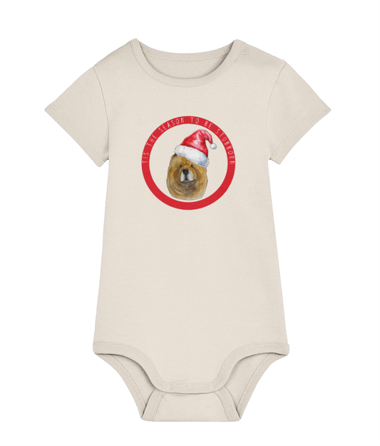 Tis the Season to Be Stubborn: Red Chow Chow Baby's Christmas Bodysuit