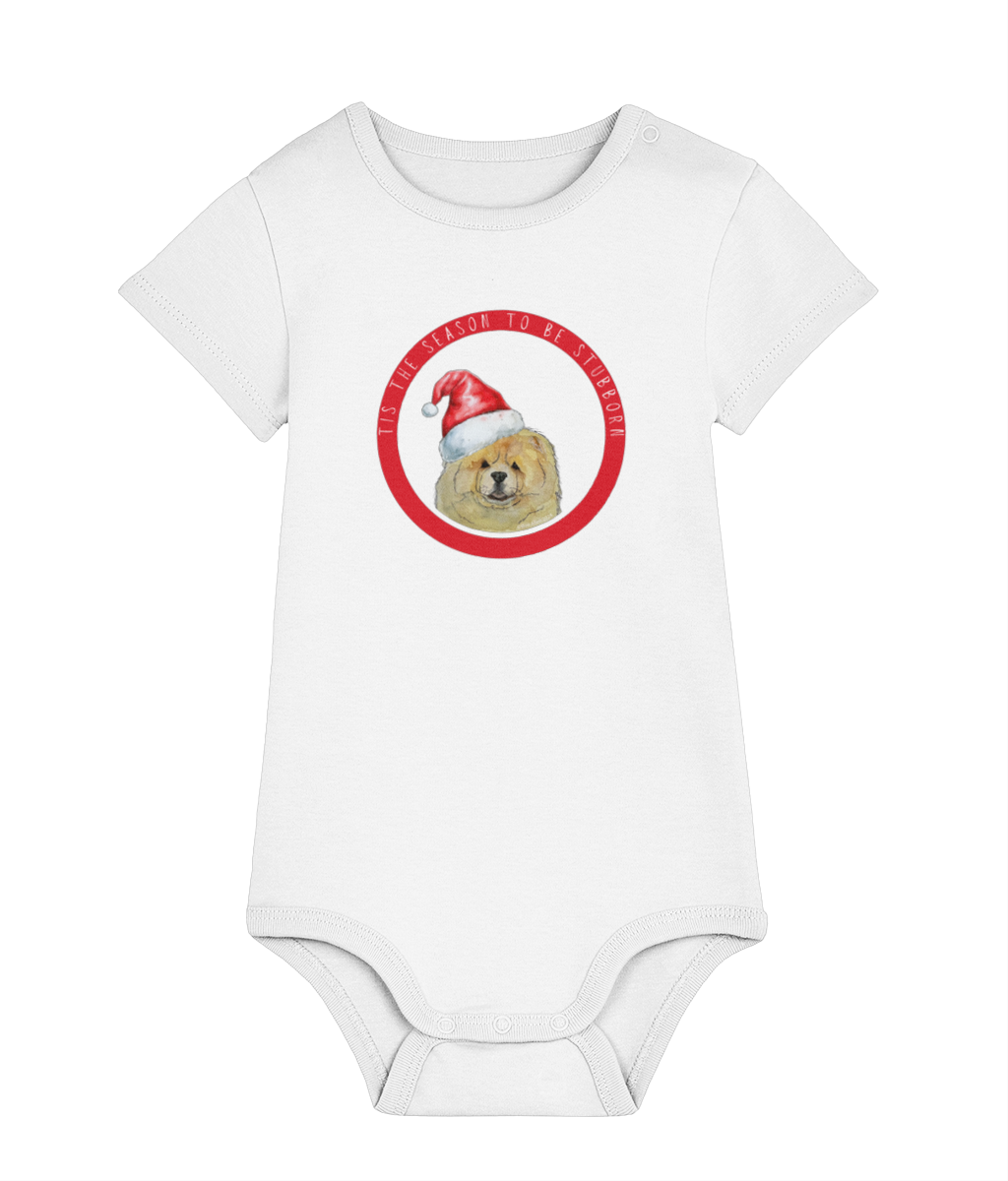 Tis the Season to Be Stubborn: Fawn Chow Chow Baby Christmas Bodysuit