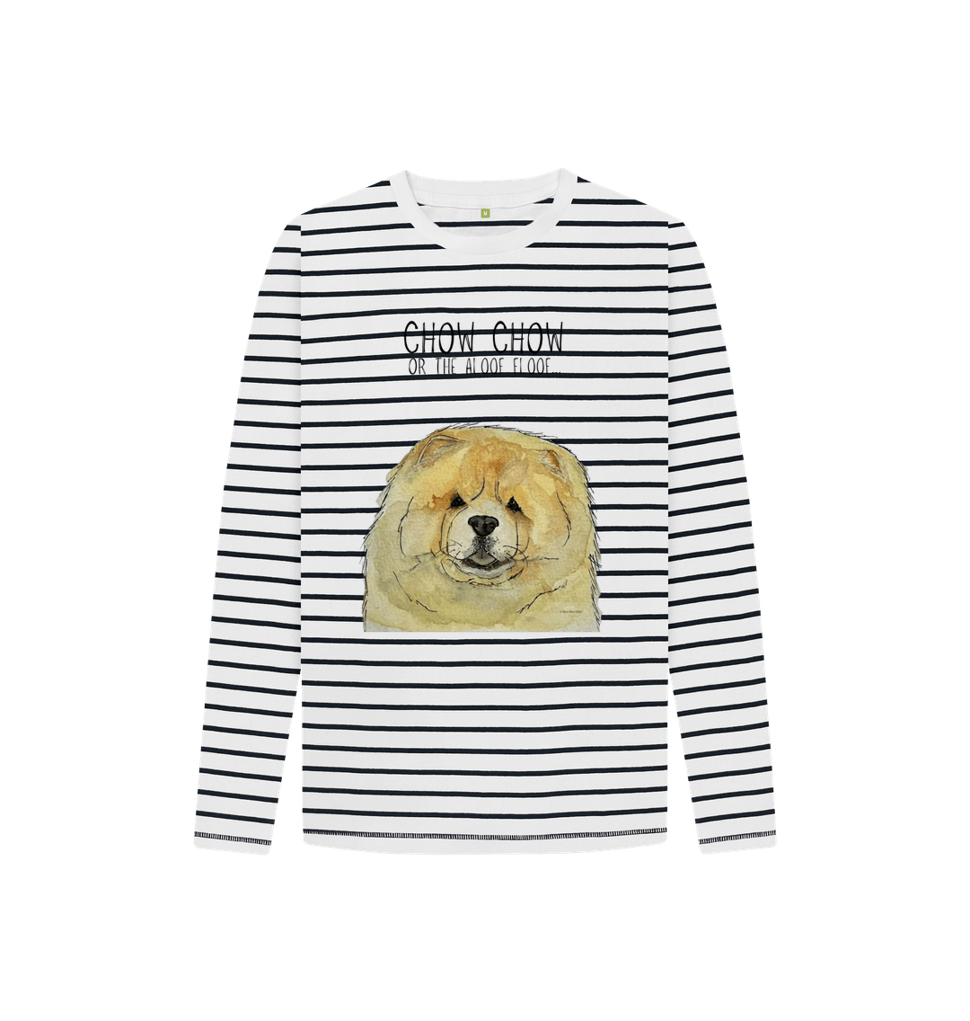 Navy Stripes Fawn Chow Chow Child's Breton Long Sleeved T Shirt