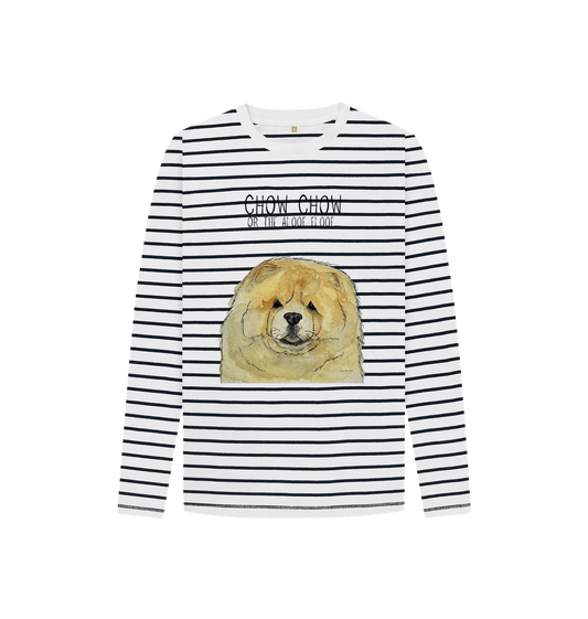 Navy Stripes Fawn Chow Chow Child's Breton Long Sleeved T Shirt