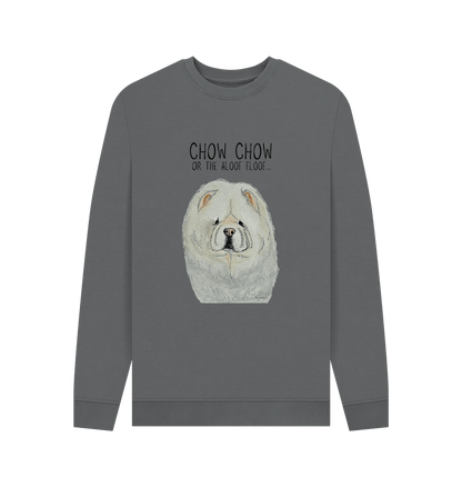 Slate Grey Cream Chow Chow Men's Crew Neck Sweatshirt