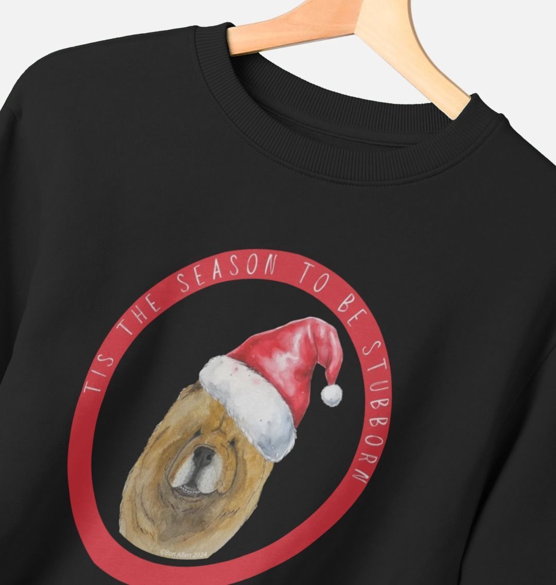 Tis the Season to Be Stubborn: Red Chow Chow Women's Christmas Crewneck Sweatshirt