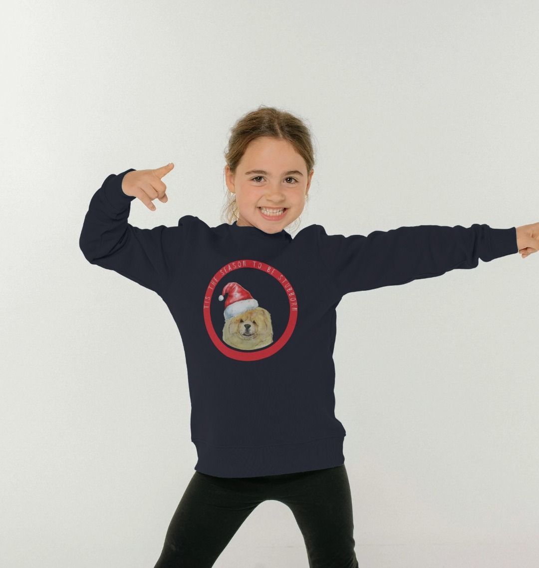 Tis the Season to Be Stubborn: Fawn Chow Chow Kids' Christmas Sweatshirt