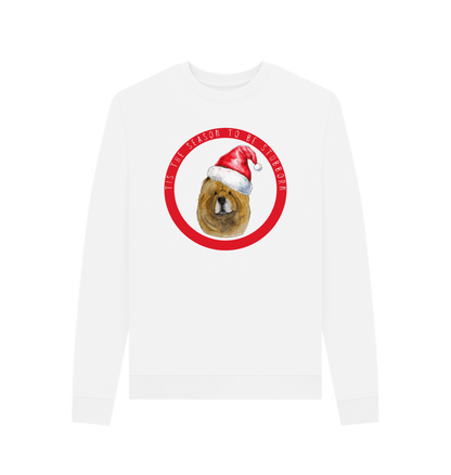 White Tis the Season to Be Stubborn: Red Chow Chow Women's Christmas Crewneck Sweatshirt