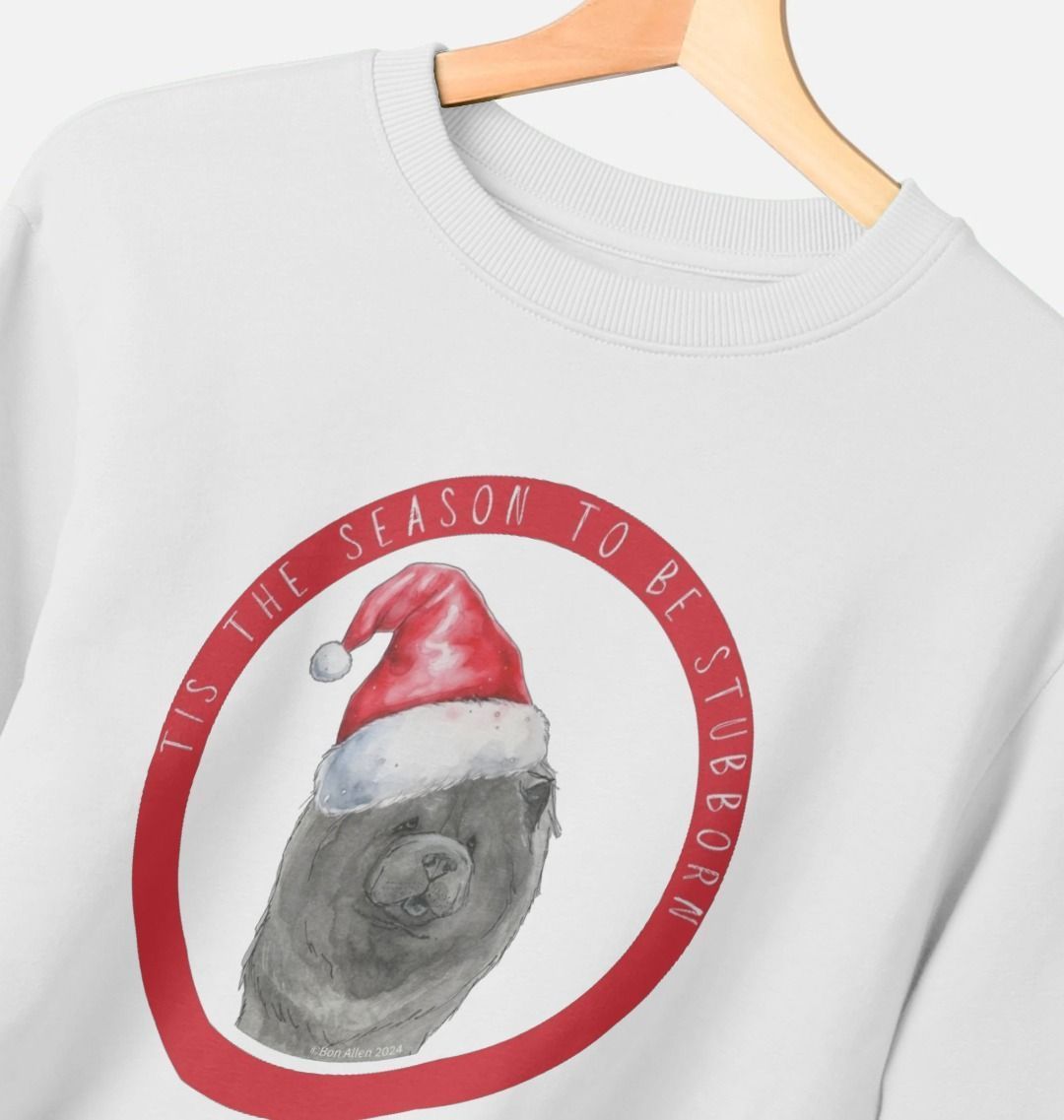 Tis the Season to Be Stubborn: Blue Chow Chow Men’s Christmas Crewneck Sweatshirt