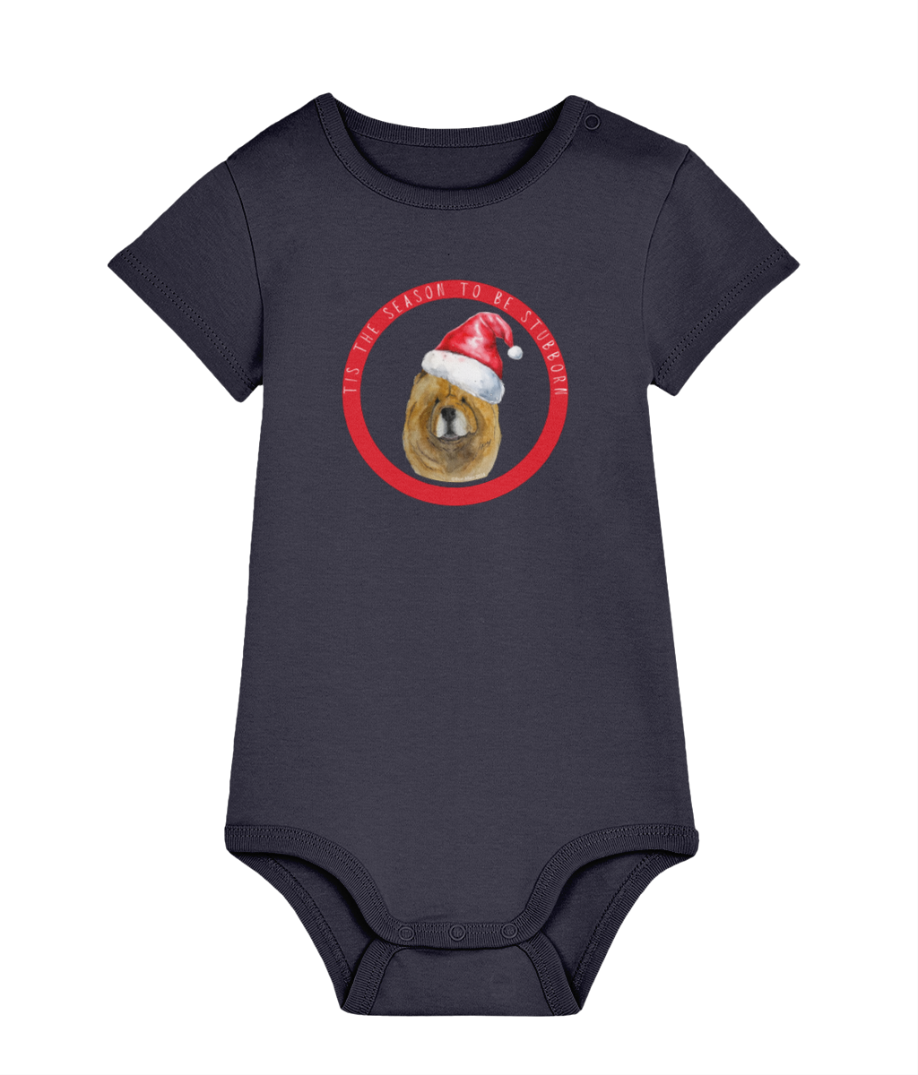 Tis the Season to Be Stubborn: Red Chow Chow Baby's Christmas Bodysuit