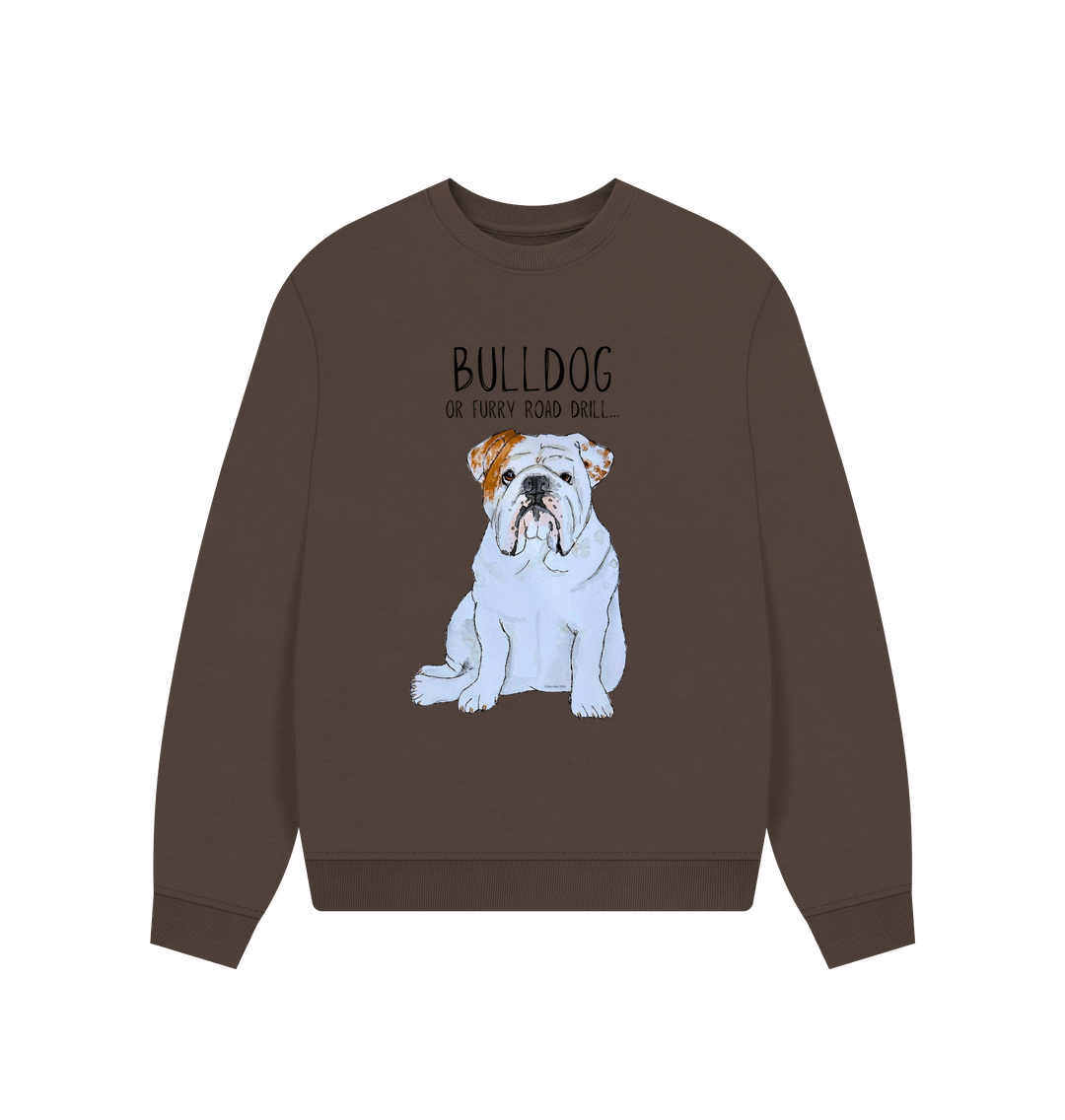 Chocolate Bulldog Bliss: Furry Road Drill Oversized Sweatshirt for Fierce & Cozy Style!