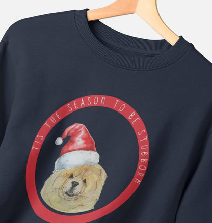 Tis the Season to Be Stubborn: Fawn Chow Chow Women's Christmas Sweatshirt